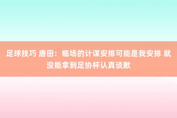 足球技巧 唐田：临场的计谋安排可能是我安排 就没能拿到足协杯认真谈歉