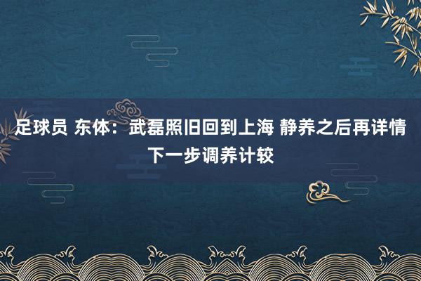 足球员 东体：武磊照旧回到上海 静养之后再详情下一步调养计较