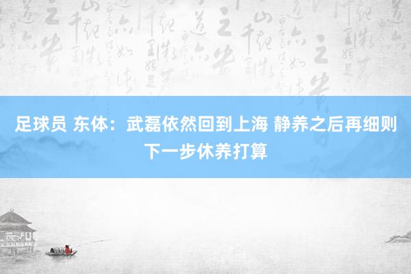 足球员 东体：武磊依然回到上海 静养之后再细则下一步休养打算